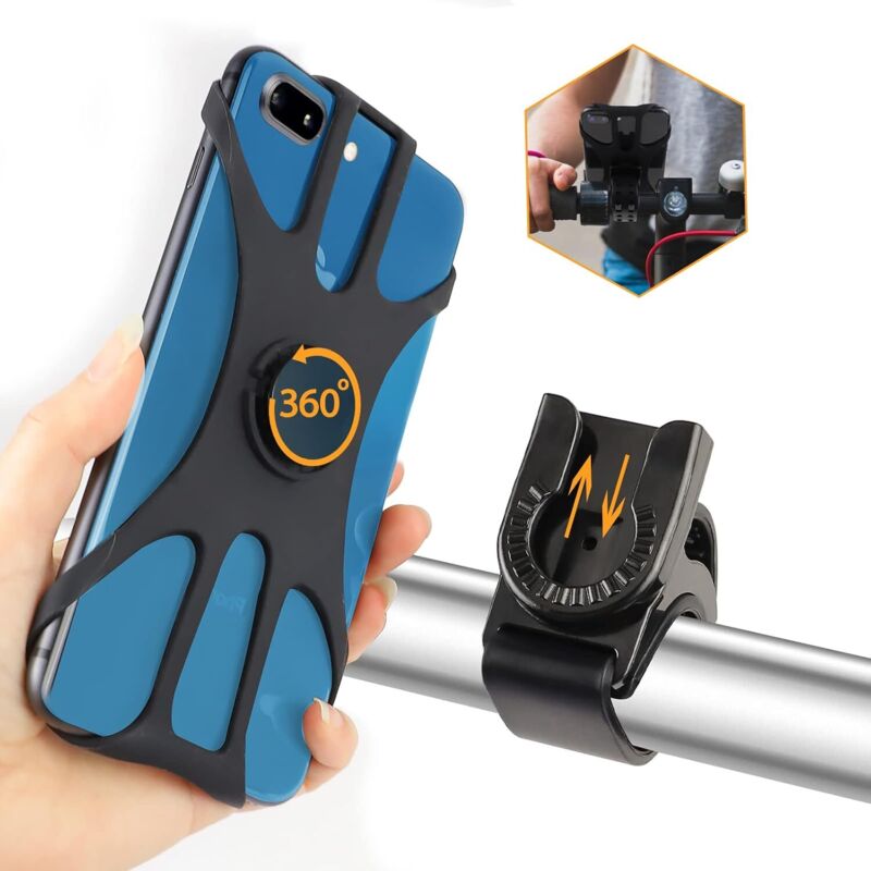 Support téléphone vélo Universel 360° Rotation Réglable Porte pour Guidons de Bicyclette/Moto Compatible avec iPhone, Samsung et 4,5-7,0 Pouces