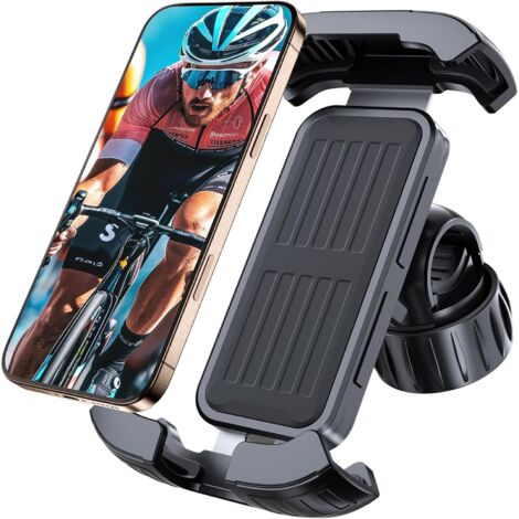 Support Telephone Velo, Universel Support Telephone Moto 360° Rotation, Anti-Chute Amortisseur Porte Telephone Moto pour Trotinette Electrique, Scooter, VTT, 4,7-6,8" Smartphone