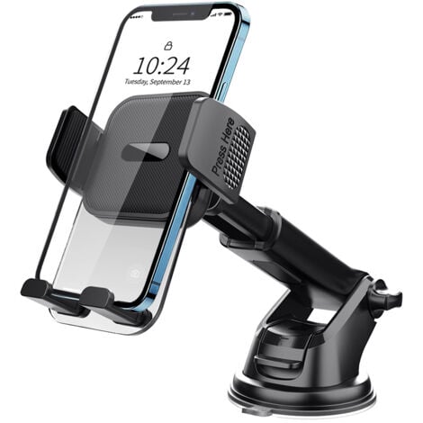 AOUGO Support Téléphone Voiture, 2023 Amélioré [Ventouse Ultra Puissante] Porte Telephone Voiture Tableau de Bord, Rotation 360° & Opération à Une Main, Attache Voiture Pare-Brise (4-7" Smartphone)