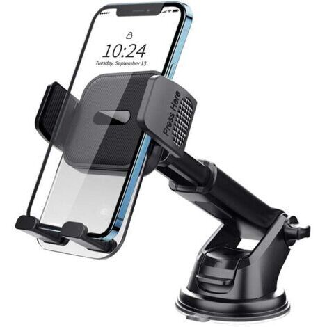 Support Téléphone Voiture, 2023 Amélioré [Ventouse Ultra Puissante] Porte Telephone Voiture Tableau de Bord, Rotation 360° & Opération à Une Main, Attache Voiture Pare-Brise (4-7" Smartphone)