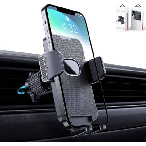 L&H-CFCAHL Support Téléphone Voiture [Clip de Qualité Militaire] Porte Téléphone Voiture Rotatif à 360 Degrés pour Grille D'aération de Voiture Support GPS Voiture pour Smartphone iPhone Android (Noir)