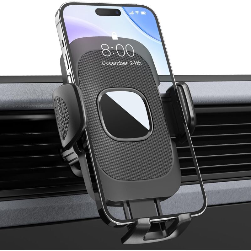Support Telephone Voiture, Porte Telephone Voiture Grille Aération, 360° Rotation Support Voiture Réglable, Ultrastable Accroche, Support Voiture