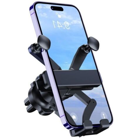Support Téléphone Voiture - - Rotation 360° - Porte Telephone Voiture Grille Aération - Noir