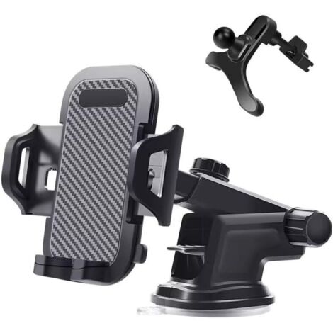 Support Téléphone Voiture Universel avec Ventouse Puissante et Clip Automatique pour Smartphones Jusqu'à 7,2 Pouces Ortviai