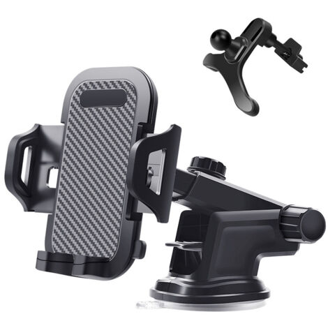 Support Téléphone Voiture - Ventouse Puissante et Pince Métallique pour Grille de Climatisation - Compatible Tous Smartphones 4,0 à 7,0 Pouces - 1 Pièce