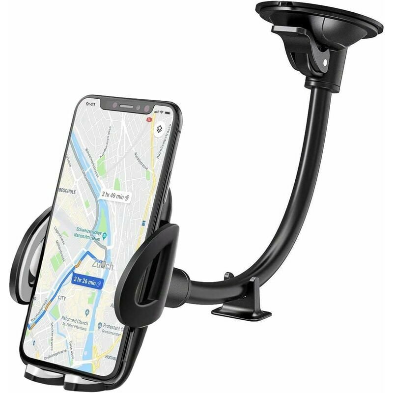 Support Telephone Voiture Ventouse Support Portable Voiture pour Pare-Brise avec Rotation 360° pour Smartphone, GPS Appareils