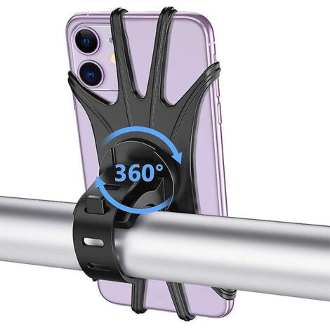 support Tlphone Vlo, Support Telephone Moto Universel Rglable 360 Rotation Anti-vibrations En Silicone Compatible Avec Iphone 14 Pro Max, Samsung
