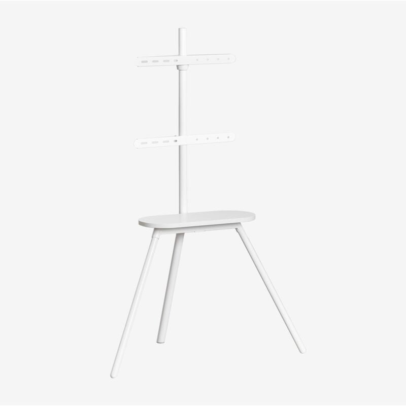 Support trépied tv en acier et bois Franzier Sklum Blanc