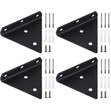 Support triangulaire, 10 x 8 x 8 cm, support d'étagère flottant, support d'étagère dissimulé, 4 pièces, noir