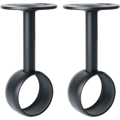 Support tringle à rideaux en acier inoxydable noir mat – Diamètre 32 mm – Lot de 2 – Résistant à l'humidité pour armoire et balcon