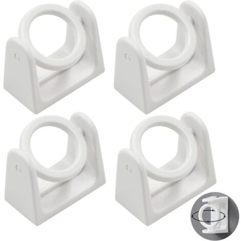 Support Tringle Penderie Rideau Barre - 4 Pièces Douilles Poteau Tige Bride Forme Fixation Murale Clothes Pole Holder Sans Perçage Auto Adhésifs Convient Rideaux Porte Serviettes Maison Salle Bain
