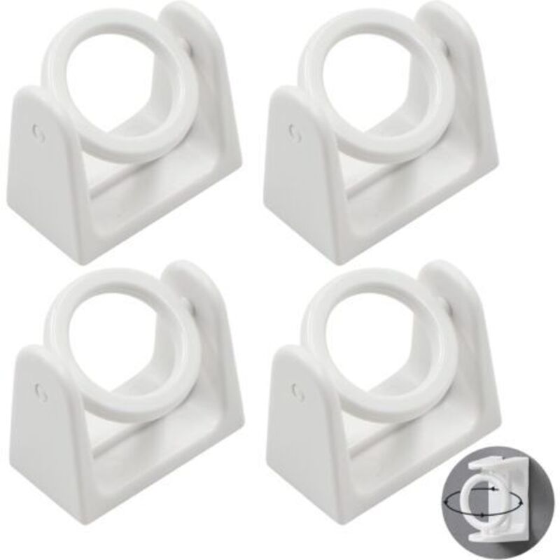 Support Tringle Penderie Rideau Barre,4 Pièces Douilles Poteau Tige Bride Forme Fixation Murale Clothes Pole Holder Sans Perçage Auto Adhésifs