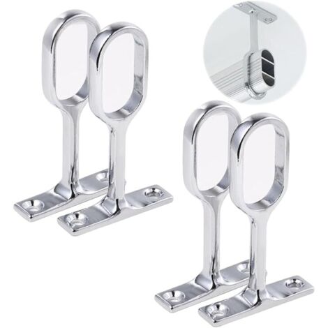Support Tringle Penderie,Supports pour Tubes de Penderie,Support pour Barre Penderie Ovale,Support de Tige de Bride,Support Barre Penderie,Alliage de Zinc,Supports D'extrémité de Rail,16mm,4 Pcs (4)