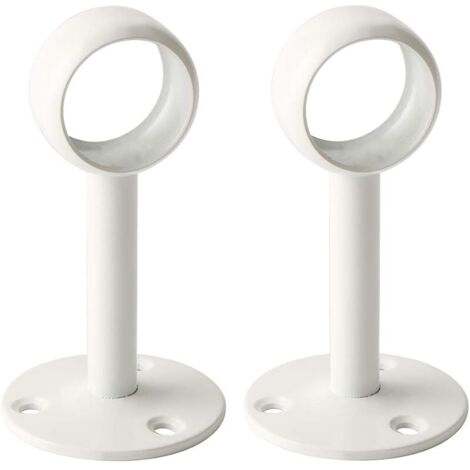 Support Tringle Rideau Plafond en Acier Inoxydable, Support Tringle Penderie pour Tube de rond Ø 25 mm, Blanc Brillant 2 Pcs, EFL4025W-2P