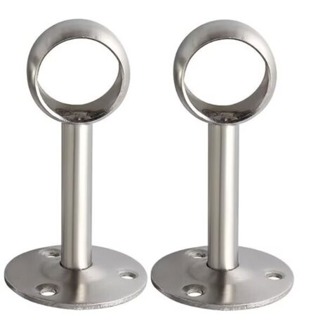 Support Tringle Rideau Plafond en Acier Inoxydable, Support Tringle Penderie pour Tube de rond Ø 25 mm, Brossé 2 Pcs