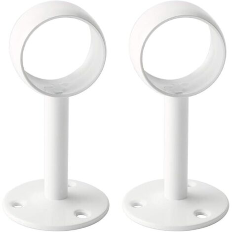 Support Tringle Rideau Plafond en Acier Inoxydable, Support Tringle Penderie pour Tube de rond Ø 32 mm, Blanc Brillant 2 Pcs