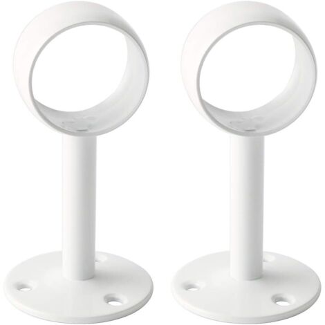 Support Tringle Rideau Plafond en Acier Inoxydable, Support Tringle Penderie pour Tube de rond Ø 32 mm, Blanc Brillant 2 Pcs, EFL4032W-2P