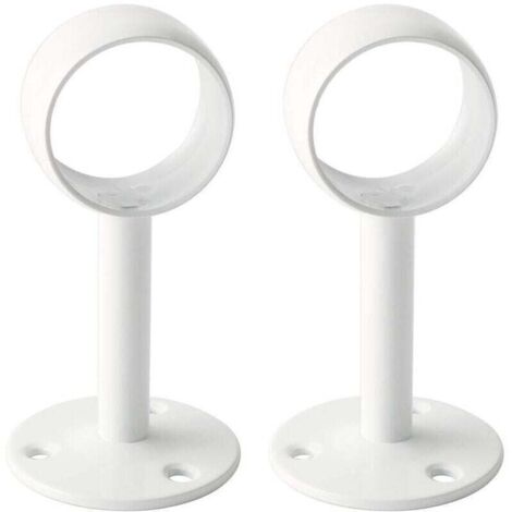 Support Tringle Rideaux Plafond Fixation Rideau, Support Tringle Penderie avec Vis pour Rideau et Armoire, Blanc Brillant en Acier Inoxydable, Diamètre 32 mm, 2 Pcs