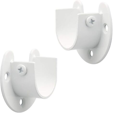 Support Tringle Rideaux Support Barre Penderie en Acier Inoxydable, Réglable Fixation Attache Tringle Rideau pour Tige de 28mm de Diamètre, Blanc