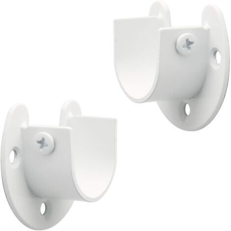 Support Tringle Rideaux Support Barre Penderie en Acier Inoxydable, Réglable Fixation Attache Tringle Rideau pour Tige de 28mm de Diamètre, Blanc, EFL8001UW-2P