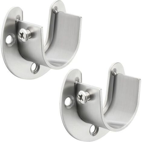 Support Tringle Rideaux Support Barre Penderie en Acier Inoxydable, Réglable Fixation Attache Tringle Rideau pour Tige de 28mm de Diamètre, Brossé