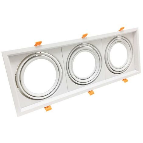Support Triple Orientable BLANC Encastrable pour Ampoule AR111 -