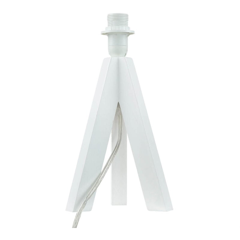 Licht-erlebnisse - Pied de lampe trépied en bois blanc au design moderne dans le style scandinave E14 IP20 avec interrupteur - Blanc