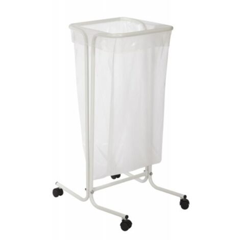 Support tubulaire sur roulettes Tubag pour sacs de 110l acier poudré maintien du sac par tension coloris blanc - ROSSIGNOL