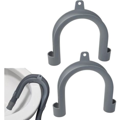 Support Tuyau Machine à Laver, Lot de 2 Crochet pour Tuyau de Sortie, Forme de U Support de Tuyau en Plastique, Universels à 180° pour Les Lave-Linge et Lave-Vaisselle (Extérieur 24mm à 26mm)