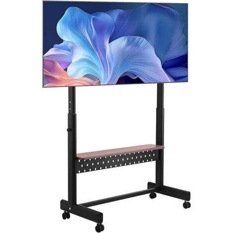 Support TV à roulettes, pour téléviseur/LED/LCD/OLED de 1397 à 2540 mm, Chariot TV Portable, Hauteur réglable avec Plateau, jusqu'à 92,99 kg, Max. VESA 800 x 600 mm, pour Salon Bureau extérieur