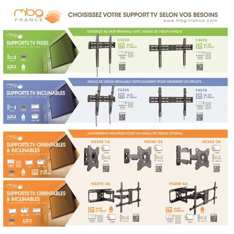 Support tv mbg c 3255 - Noir
