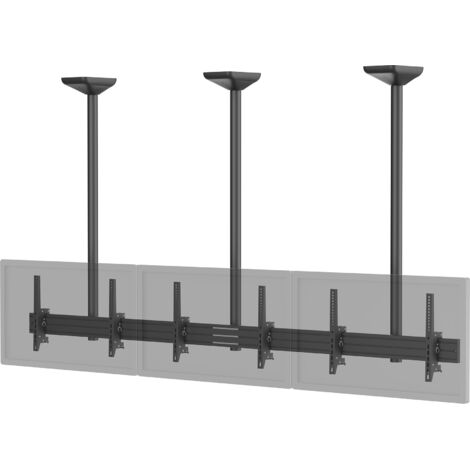 Support TV plafond menu board 3 écrans 45''-50'' Hauteur 150cm noir