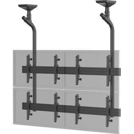 Support TV plafond mur d'images 4 écrans 45''- 55'' noir