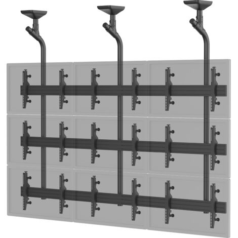 Support TV plafond mur d'images 9 écrans 45''-50'' noir