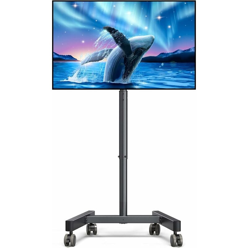Support TV roulettes Support TV Pied sur roulettes Mobile Meuble TV Chariot pour Television de 13-43 Pouces-LCD LED Incurvés,Support TV Pied sur