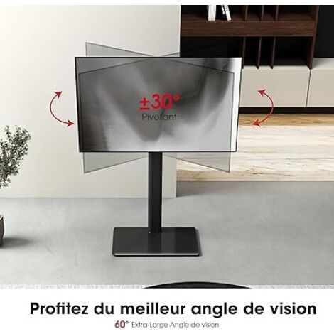 Support TV sur Pied Plus Haut 1,6m pour 43-85 Pouces,Pied pour TV Pivotant 50° Inclinable 12° Hauteur Réglable Max VESA 600x400mm Max Capacité 50 KG (Noir)