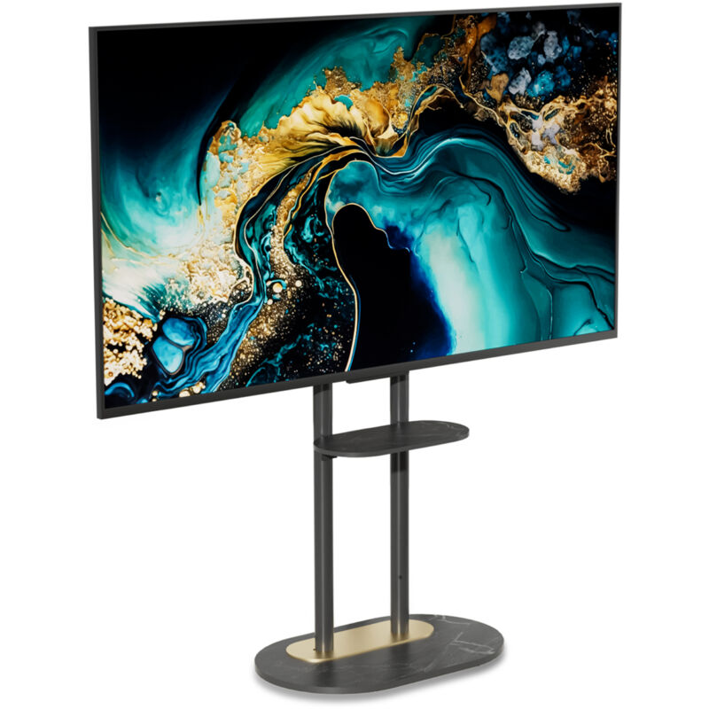 Support TV sur Pied pour Ecran de 40 à 75 Pouces, Art Design Meuble TV avec Etagère Marbre, Support LED Minimanist Charge Max.40kg, VESA: