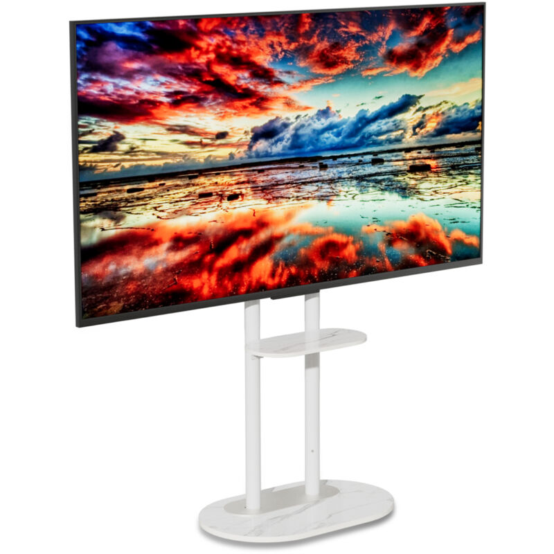 Support tv sur Pied pour Ecran de 40 à 75 Pouces, Art Design Meuble tv avec Etagère Marbre, Support led Minimanist Charge Max.40kg, vesa: