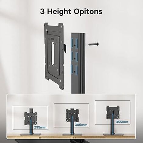 Support TV sur Pied pour Télévision de 17 à 43 Pouces LCD/LED/OLED/Plasma/Incurvé, Pied TV Universel avec Pivot à 50 Degrés, Hauteur Réglable, Capacité Max 45 kg, Max VESA 200x200
