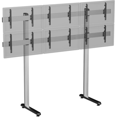 Support TV sur pieds - 6 écrans 50''- 55'' -  Hauteur 240 cm - A poser