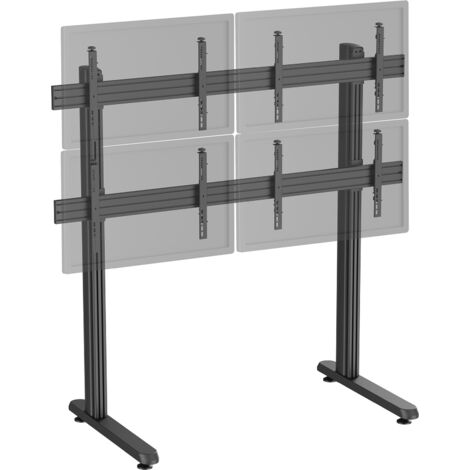 Support TV sur pieds - mur d'images 4 écrans 45''- 55'' hauteur 175cm à poser noir