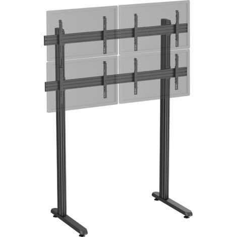 Support TV sur pieds - mur d'images 4 écrans 45''- 55'' hauteur 240cm à poser noir