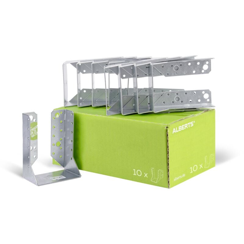 Alberts 848286 Support U, type B, galvanisé Sendzimir, 100 x 140 mm, Set de 10 pièces, Set de 10 pièces