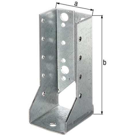 Support U type B galvanisé Sendzimir 60 x 100 mm – Set de 50 pièces – Pour bois dur – Épaisseur 2 mm – 4 trous Ø 9 mm – Alberts