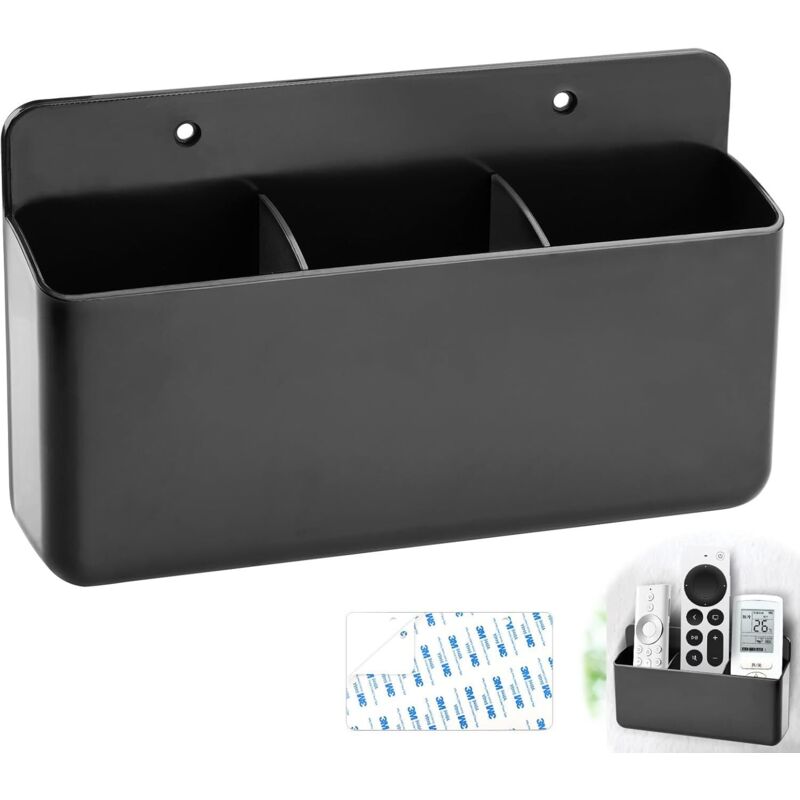 Support universel pour télécommande - Noir - Rangement mural autocollant - Pour télécommandes, téléphones portables, stylos, lunettes, etc