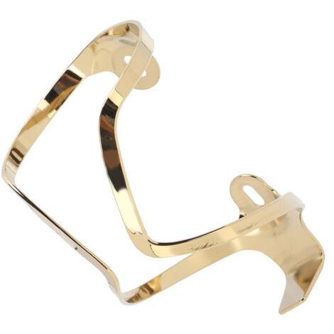 Support vélo pour gourde en aluminium dégradé or plaqué, fixation légère et résistante.