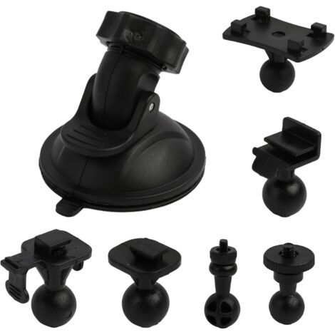 Support Ventouse Voiture Universel, 360°, pour Caméra, GPS, Dash Cam, Action Cam, 6 Adaptateurs