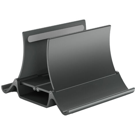 Support vertical pour ordinateur portable, tablette et téléphone, antidérapant et peu encombrant, idéal pour le bureau à domicile.