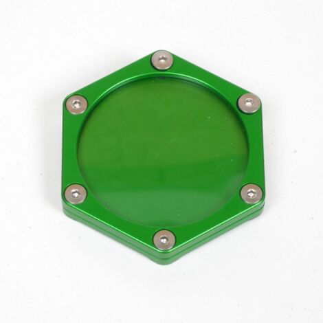Support vignette assurance hexagonal aluminium vert Mad pour moto