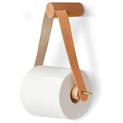 Support VIPITH pour dérouleur papier toilette, porte-rouleau mural vintage en bois de style nordique - couleur bois naturel.